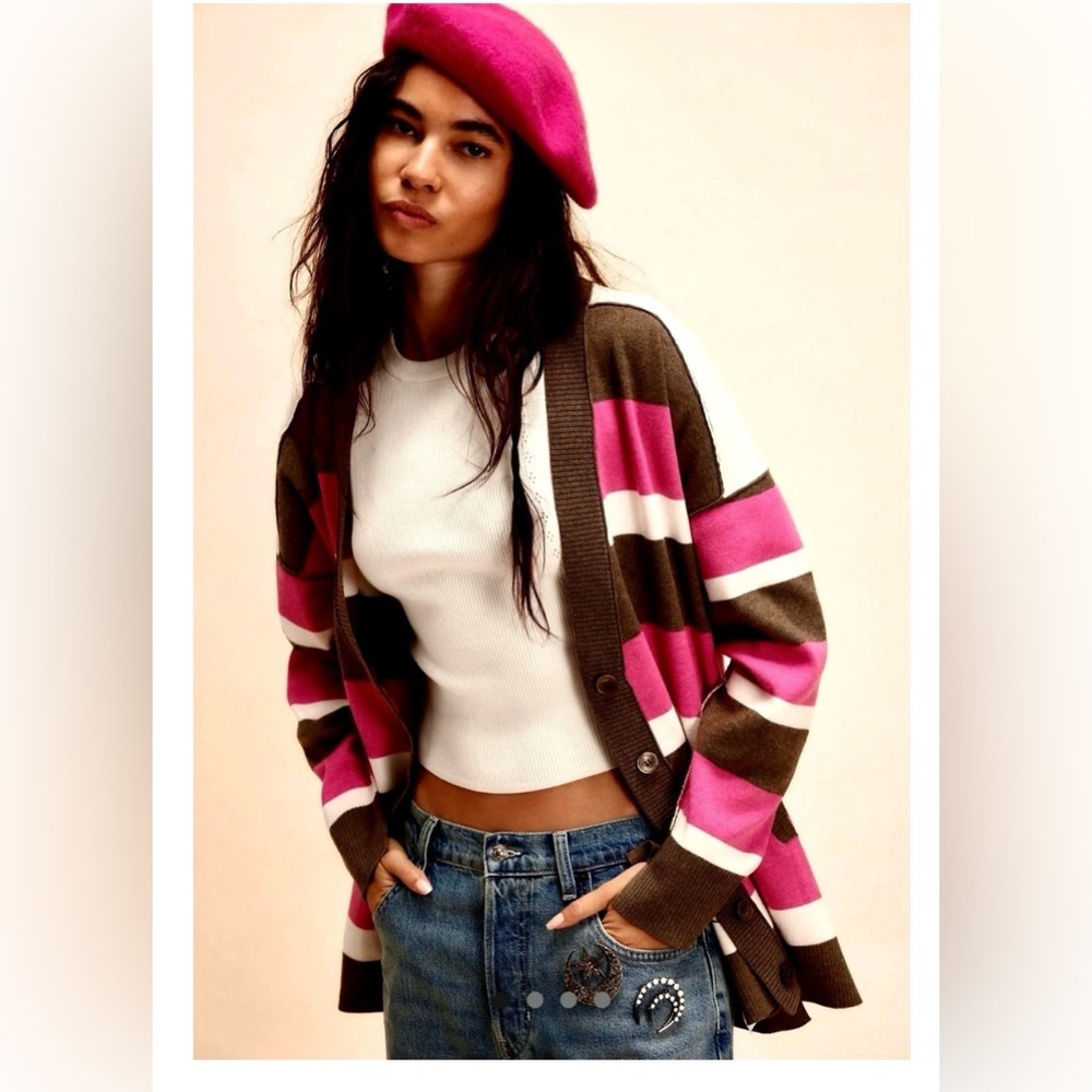 Free People League Of Her Own Cardigan Aurora Pinecone Combo XS
